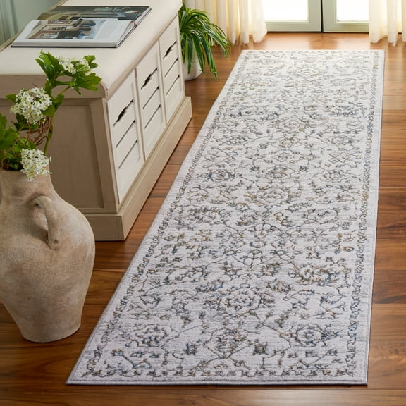 SAFAVIEH Bel Air Divna Abstract Polyester Runner Rug, Beige/Gray, 2'3" x 9'