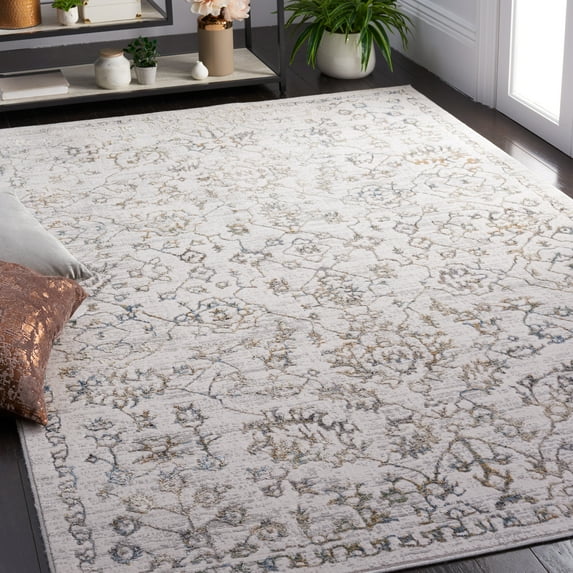 SAFAVIEH Bel Air Divna Abstract Polyester Area Rug, Beige/Gray, 4'5" x 6'5"