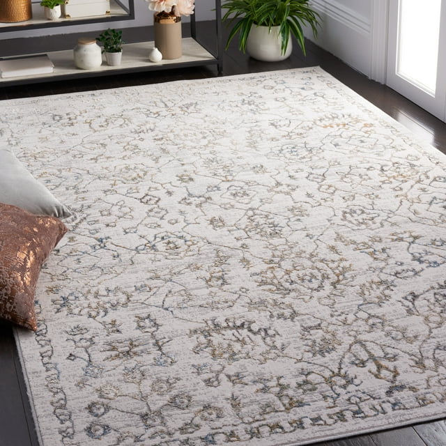 SAFAVIEH Bel Air Divna Abstract Polyester Area Rug, Beige/Gray, 5'5" x 7'7"