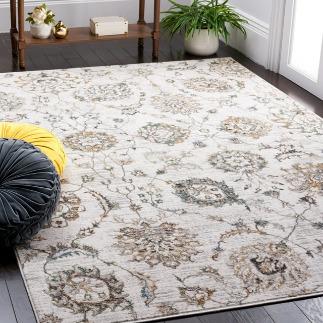 SAFAVIEH Bel Air Edith Abstract Polyester Area Rug, Beige/Gray, 5'5" x 7'7"
