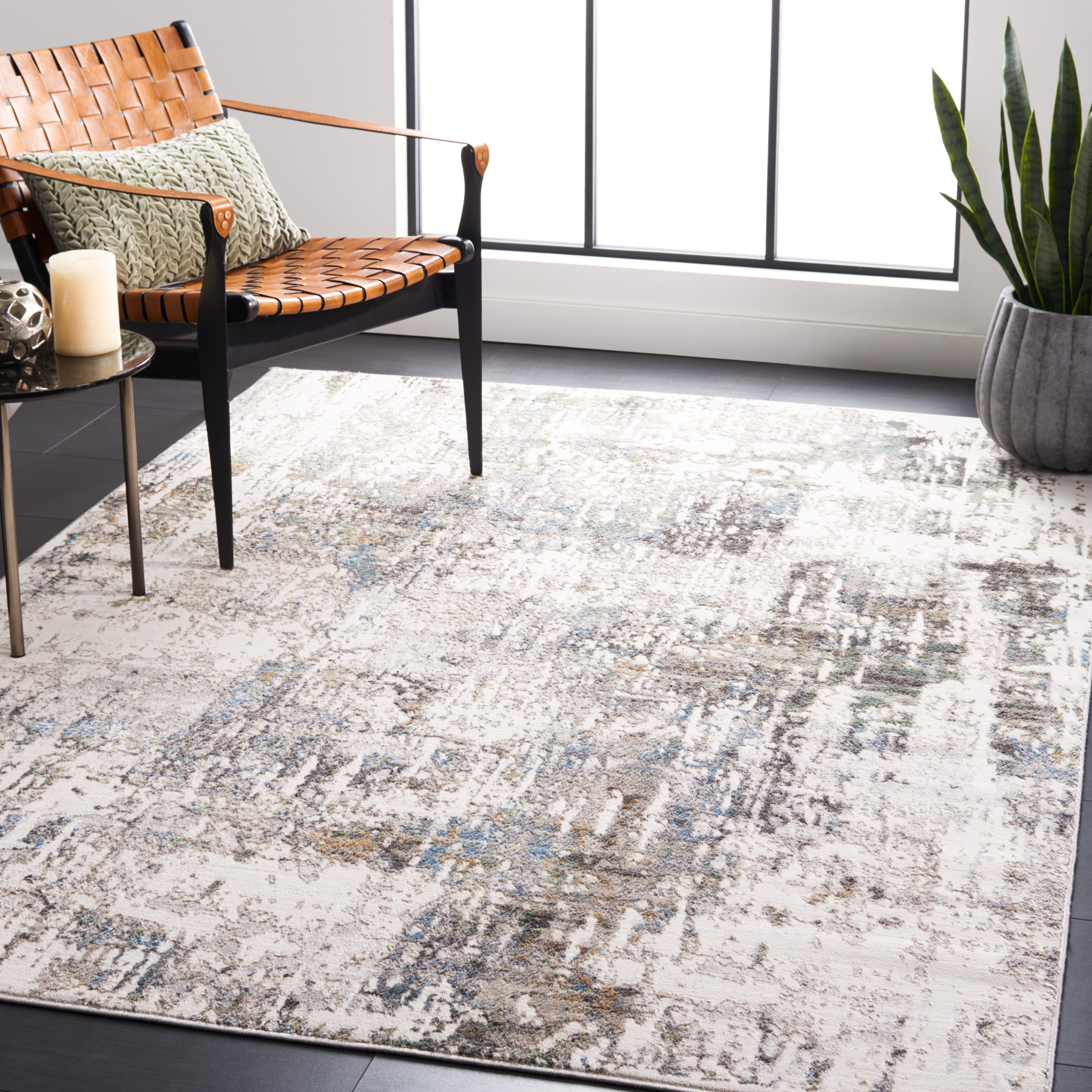 SAFAVIEH Bel Air Faith Abstract Area Rug, Gray/Blue, 5'5" x 7'7"