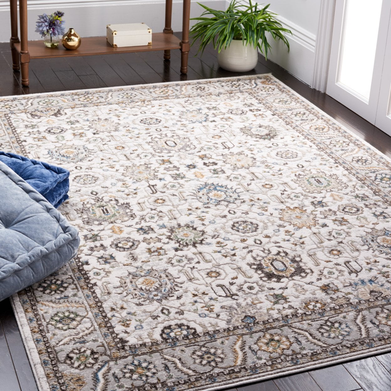 Gray Hand-Knotted Synthetic 8' x 10' Rectangular Rug