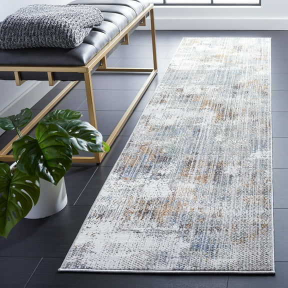SAFAVIEH Bel Air Jennica Abstract Runner Rug, Gray/Gold, 2'3" x 9'