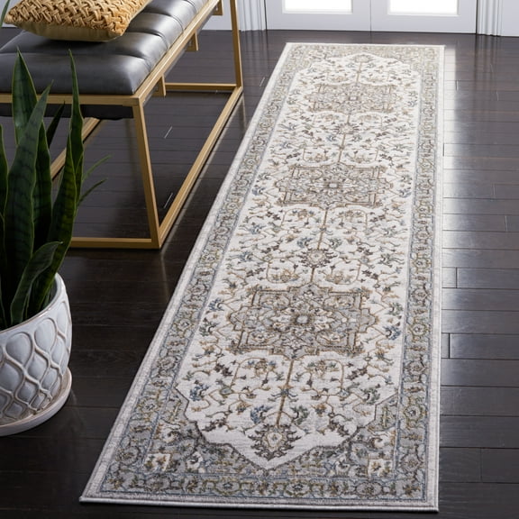 SAFAVIEH Bel Air Merlin Oriental Polyester Runner Rug, Gray/Light Gray, 2'3" x 5'