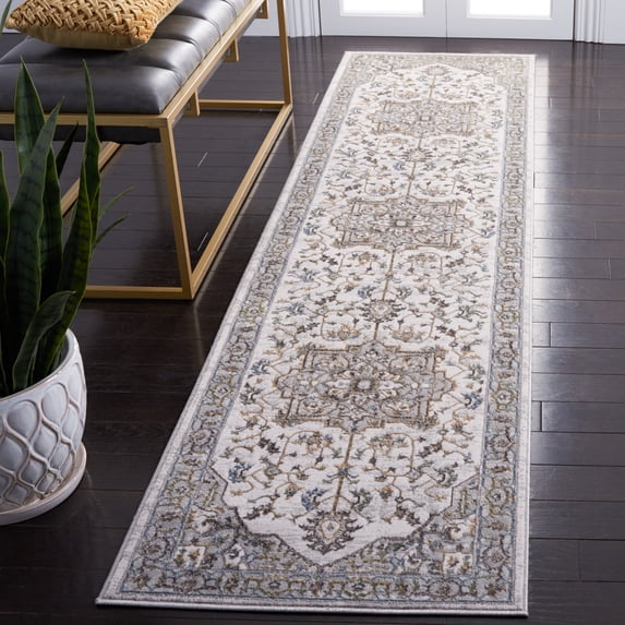 SAFAVIEH Bel Air Merlin Oriental Polyester Runner Rug, Gray/Light Gray, 2'3" x 7'