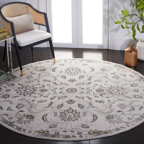 SAFAVIEH Bel Air Milford Abstract Polyester Area Rug, Beige/Gray, 6'7" x 6'7" Round