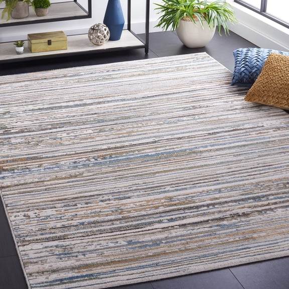 SAFAVIEH Bel Air Tiphanie Abstract Polyester Area Rug, Beige/Gray, 9' x 12'