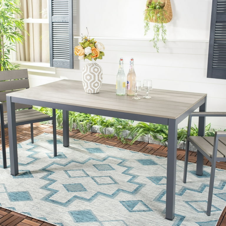 SAFAVIEH Beldan Outdoor Patio Rectangular Dining Table Distressed Taupe Walmart
