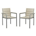 thumbnail image 1 of SAFAVIEH Beldan Outdoor Patio Stackable Chair, Taupe/Grey, Set of 2, 1 of 5