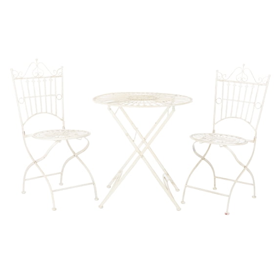 SAFAVIEH Belen Outdoor Patio 3 Piece Bistro Set, Pearl White