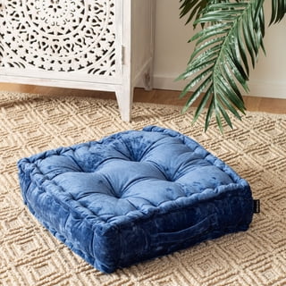 SAFAVIEH Belia 18" x 18" Solid Square Tufted Floor Pillow, Periwinkle