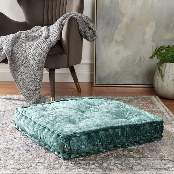 SAFAVIEH Belia Solid Floor Pillow, 19" x 19", Green