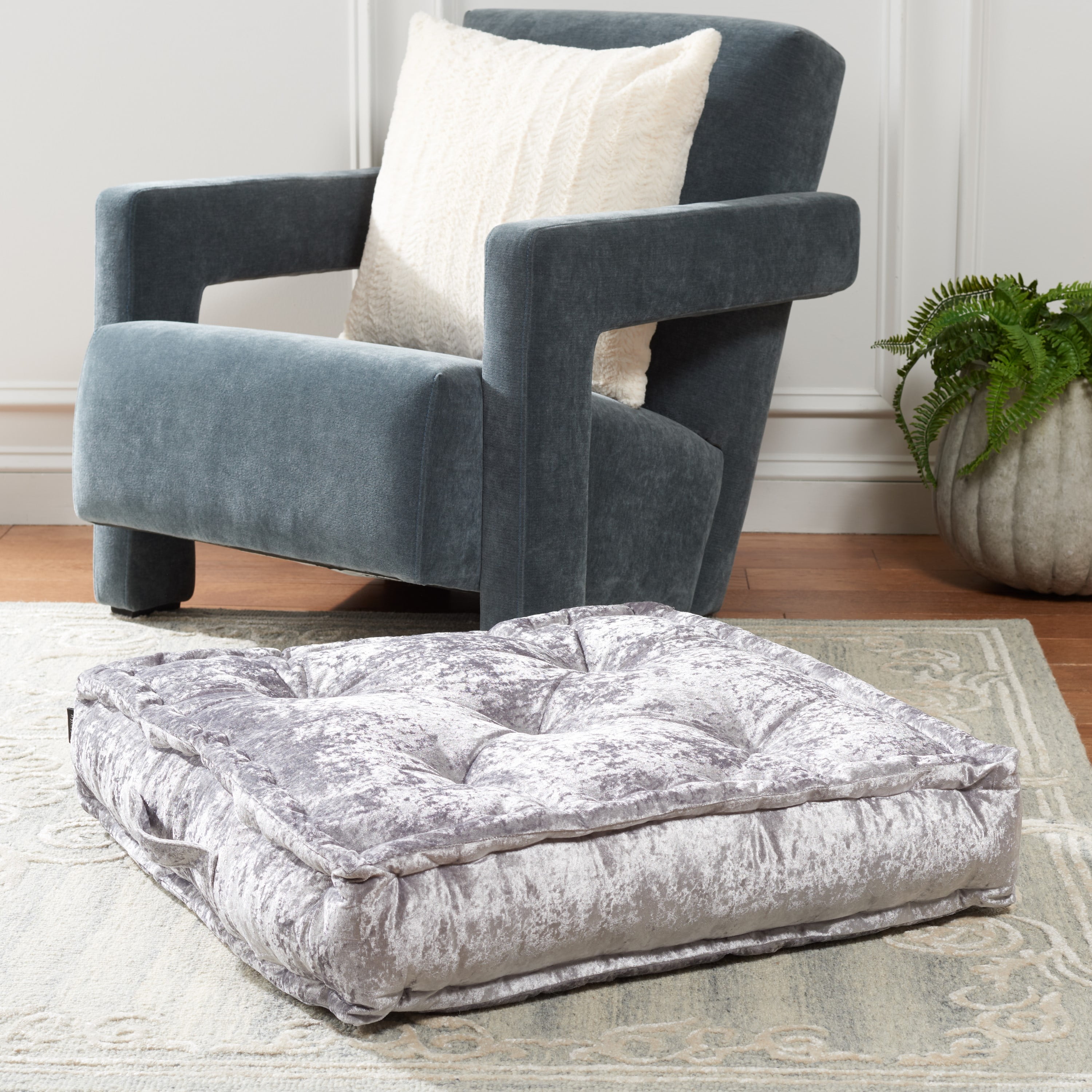 Belia Silver Polyester Square Reversible Throw Pillow Set