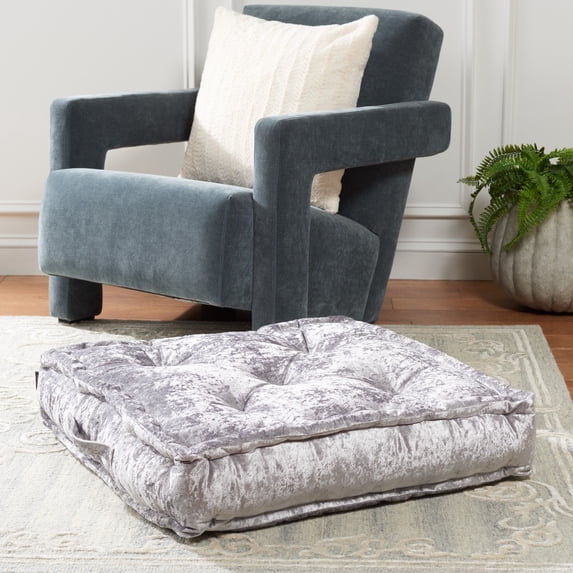 SAFAVIEH Belia Solid Floor Pillow, 19" x 19", Silver