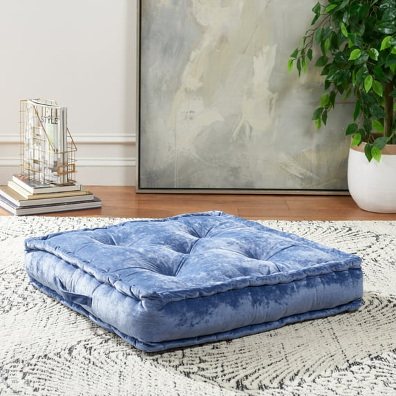 SAFAVIEH Belia Solid Floor Pillow, 25" x 25", Blue