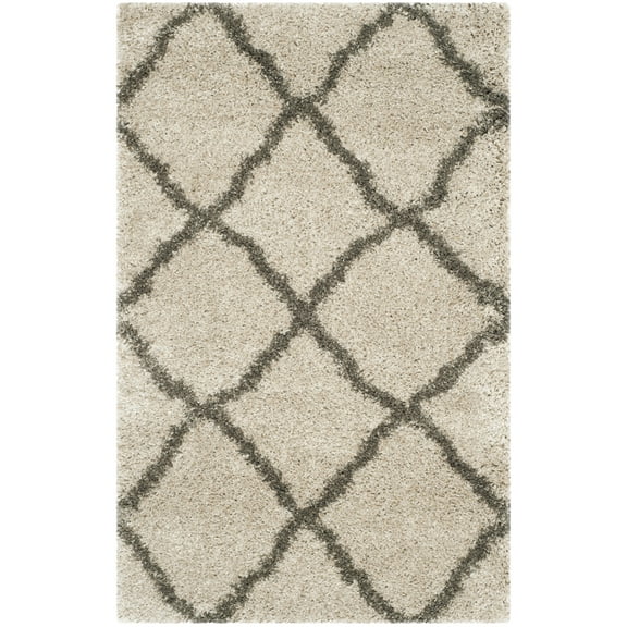 SAFAVIEH Belize Joisse Geometric Plush Shag Area Rug, Taupe/Grey, 2'3" x 5'