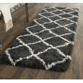 thumbnail image 1 of SAFAVIEH Belize Joisse Geometric Plush Shag Runner Rug, Charcoal/Ivory, 2'3" x 11', 1 of 6
