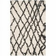 thumbnail image 1 of SAFAVIEH Belize Katriona Abstract Plush Shag Area Rug, Ivory/Charcoal, 6'7" x 6'7" Round, 1 of 6