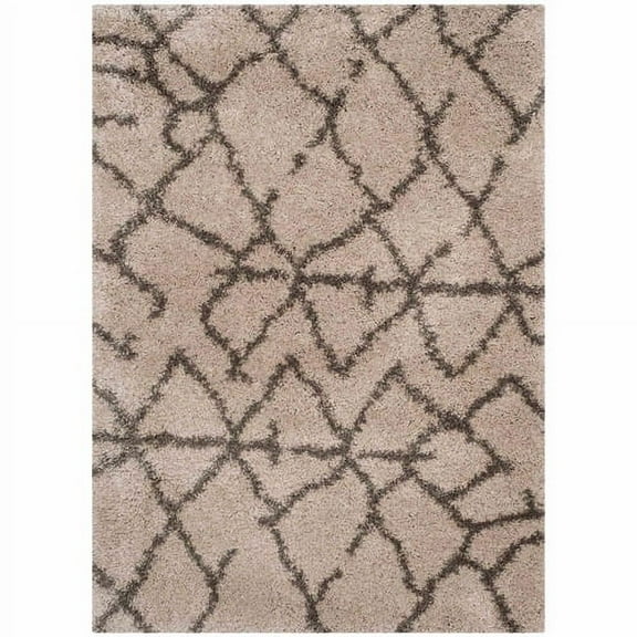 SAFAVIEH Belize Leann Abstract Plush Shag Area Rug, Taupe/Grey, 4' x 6'