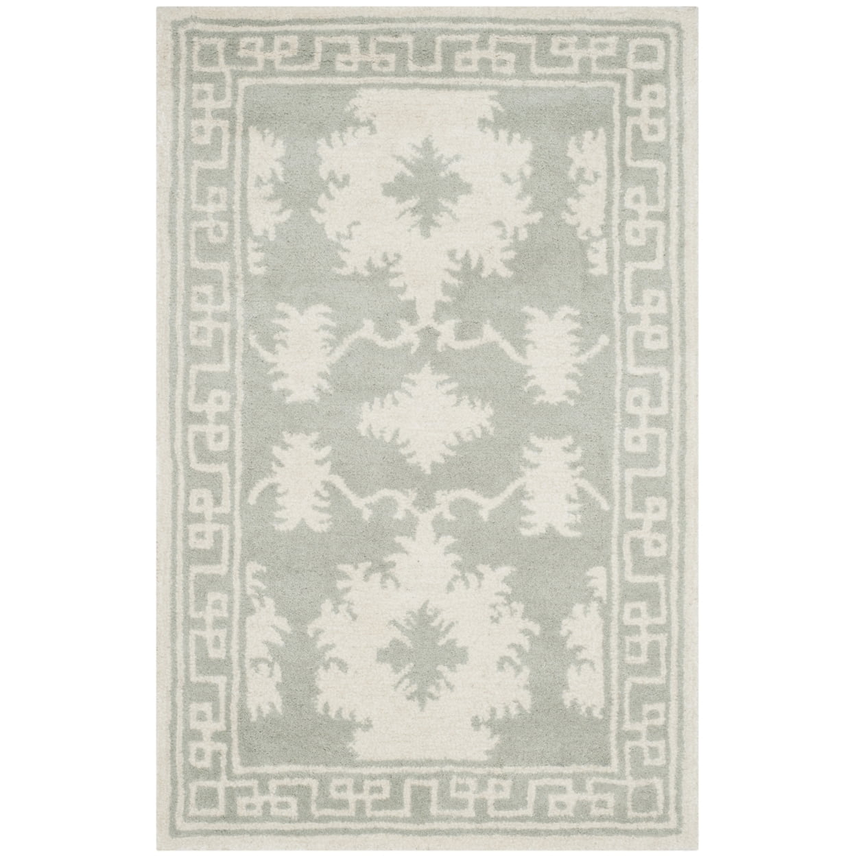 Handmade Grey/Ivory Round Tufted Wool Rug, 30"