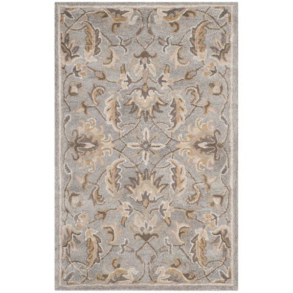 SAFAVIEH Bella Amala Floral Traditional Wool Area Rug, Grey/Multi, 2'6" x 4'