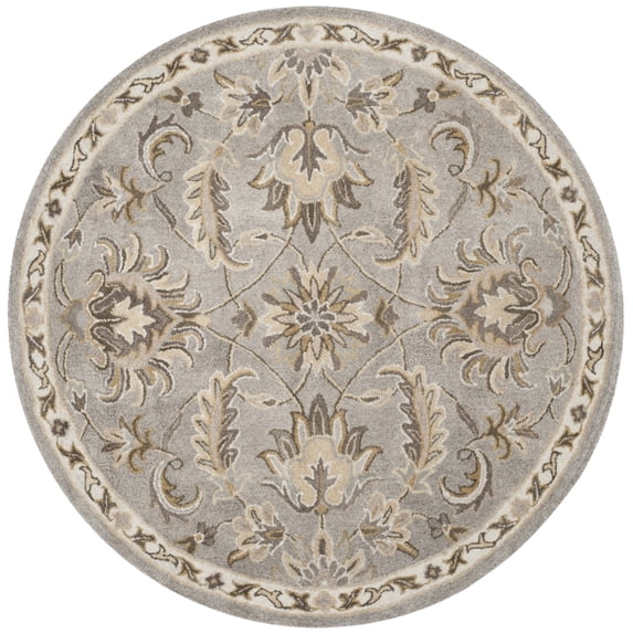 SAFAVIEH Bella Amala Floral Traditional Wool Area Rug, Grey/Multi, 5' x 5' Round