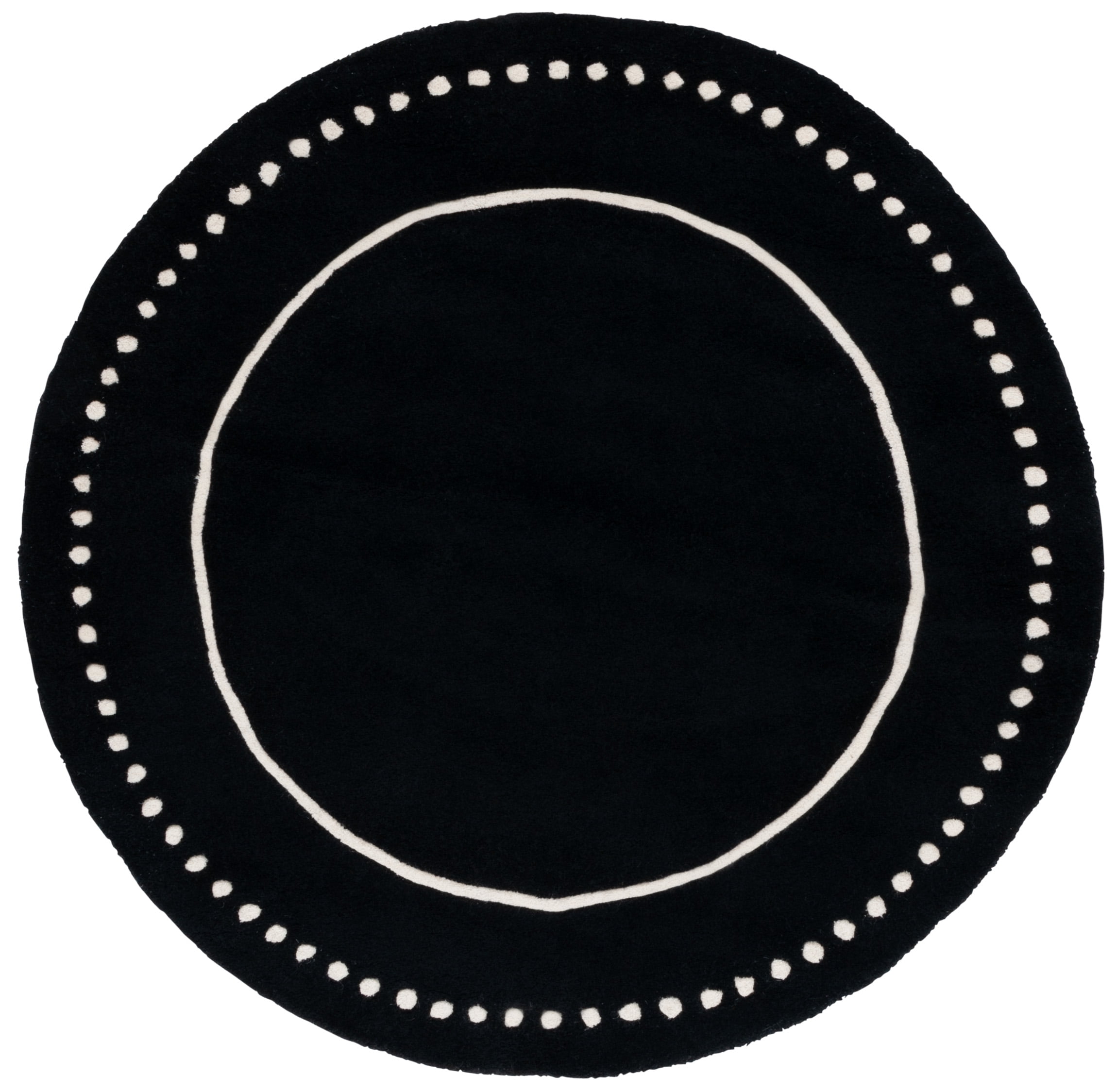 SAFAVIEH Bella Danita Bordered Wool Area Rug, Black/Ivory, 7' x 7' Round