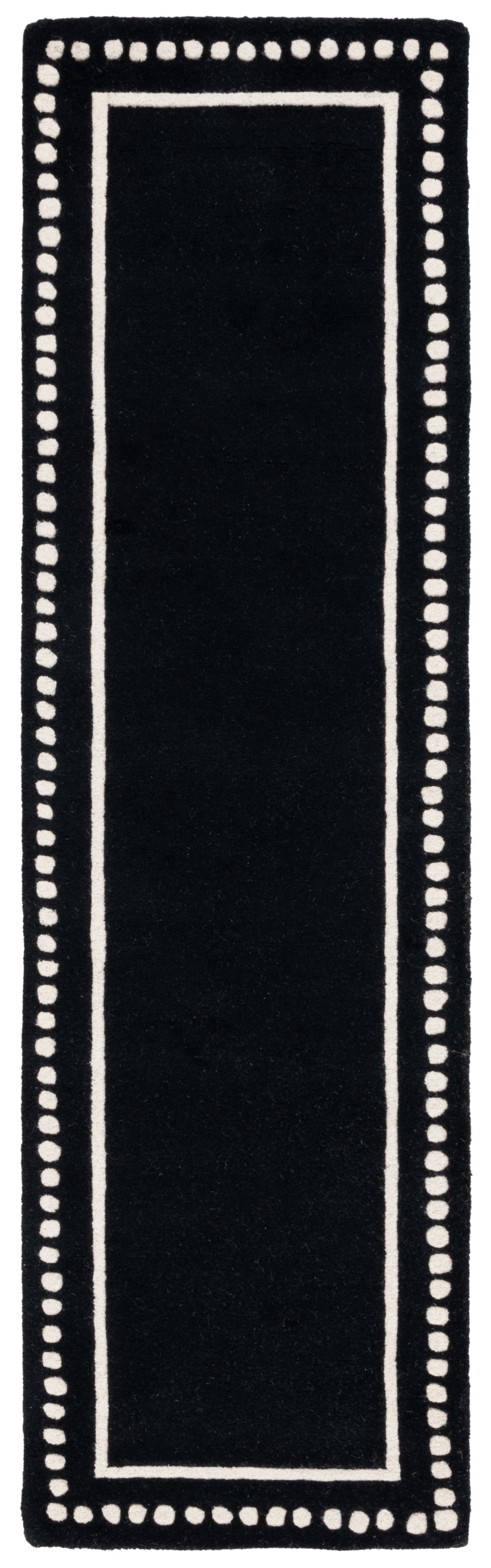 Hand-Tufted Black and Ivory Wool Runner Rug