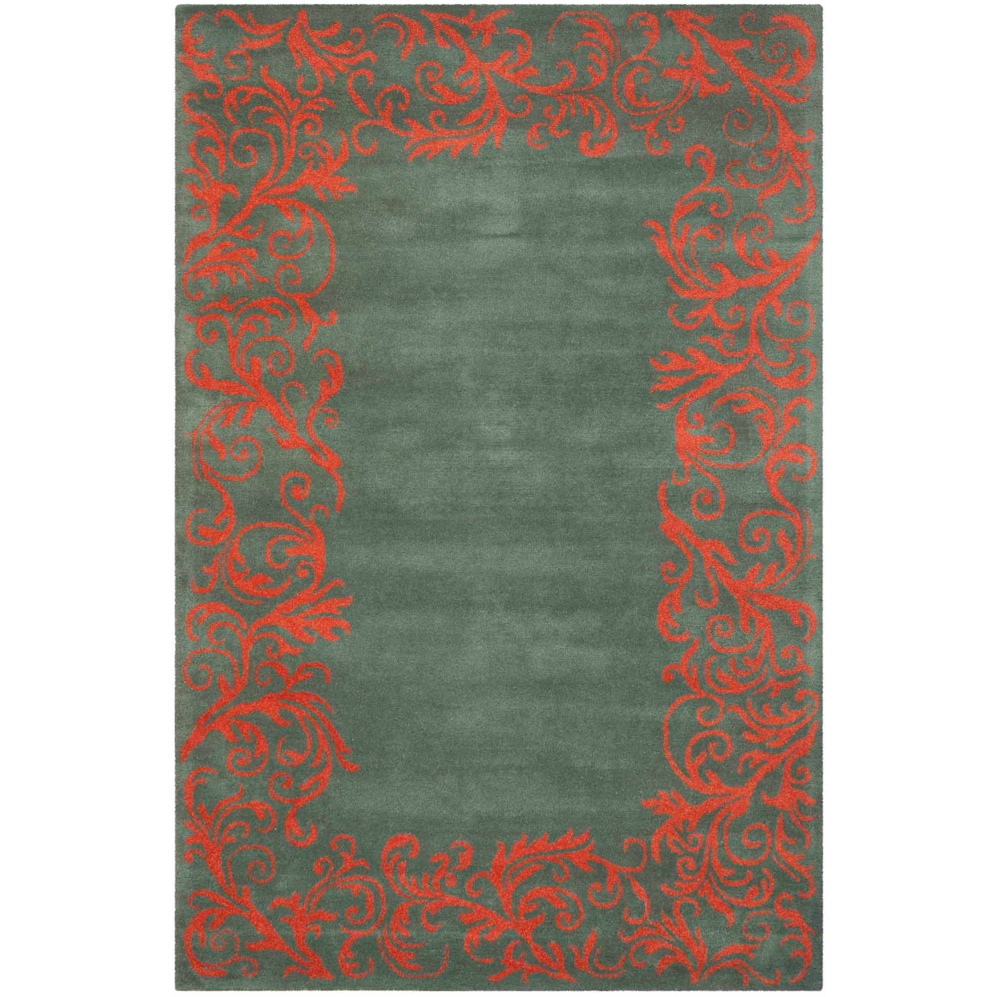 Handmade Bella Blue Floral Wool 6' x 9' Tufted Area Rug