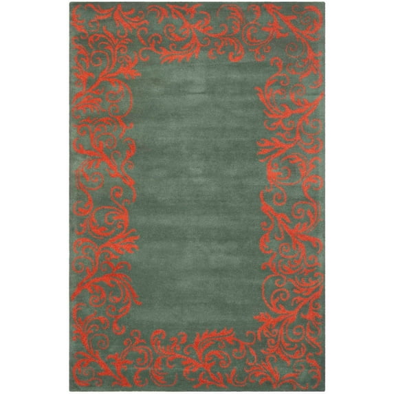SAFAVIEH Bella Chloe Bordered Area Rug, Blue/Coral, 6' x 9'