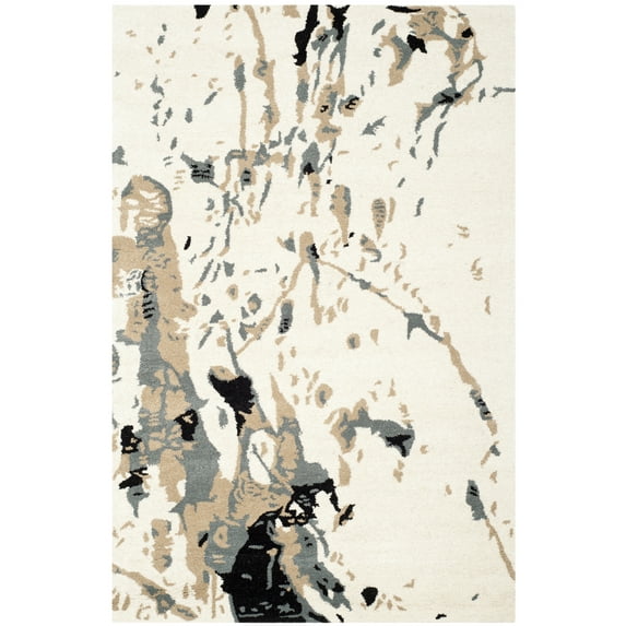SAFAVIEH Bella Christiana Abstract Paint Splatter Wool Area Rug, Ivory/Grey, 2' x 3'