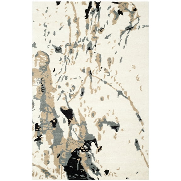 SAFAVIEH Bella Christiana Abstract Paint Splatter Wool Area Rug, Ivory/Grey, 3' x 5'