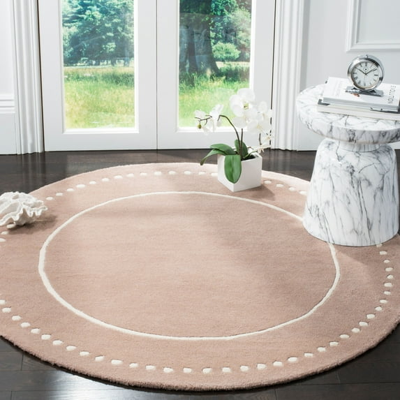 SAFAVIEH Bella Danita Bordered Wool Area Rug, Beige/Ivory, 5' x 5' Round