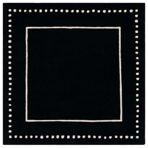 SAFAVIEH Bella Danita Bordered Wool Area Rug, Black/Ivory, 10' x 10' Square