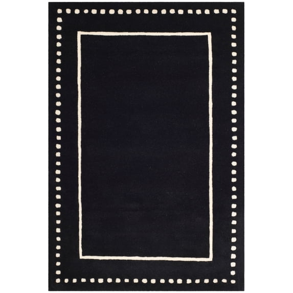 SAFAVIEH Bella Danita Bordered Wool Area Rug, Black/Ivory, 3' x 5'