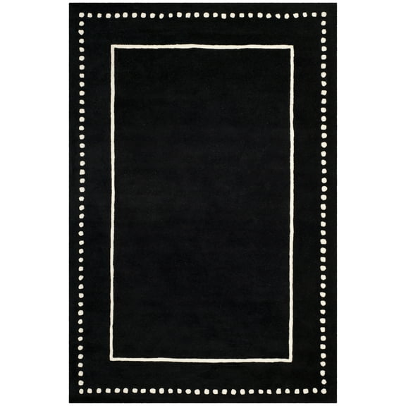 SAFAVIEH Bella Danita Bordered Wool Area Rug, Black/Ivory, 6' x 9'