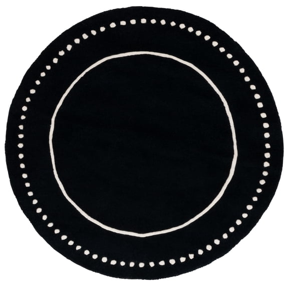 SAFAVIEH Bella Danita Bordered Wool Area Rug, Black/Ivory, 9' x 9' Round