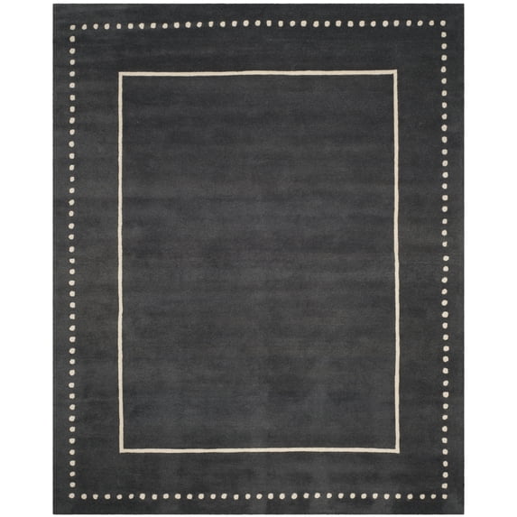 SAFAVIEH Bella Danita Bordered Wool Area Rug, Dark Grey/Ivory, 10' x 14'
