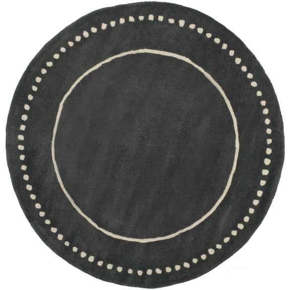 SAFAVIEH Bella Danita Bordered Wool Area Rug, Dark Grey/Ivory, 7' x 7' Round