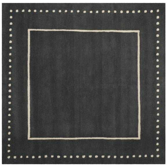 SAFAVIEH Bella Danita Bordered Wool Area Rug, Dark Grey/Ivory, 7' x 7' Square
