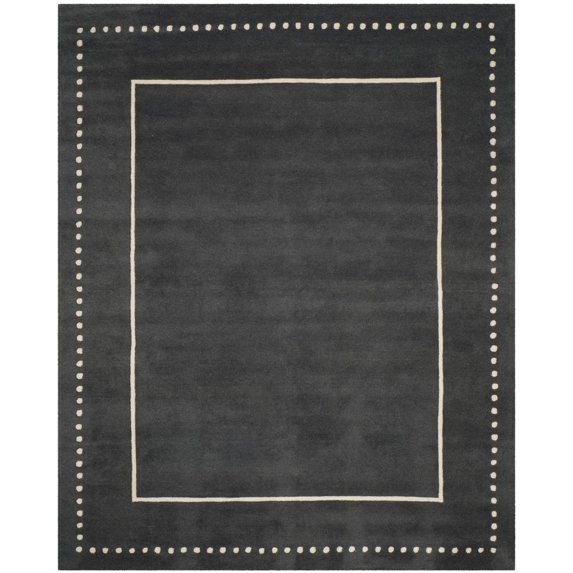 SAFAVIEH Bella Danita Bordered Wool Area Rug, Dark Grey/Ivory, 8' x 10'