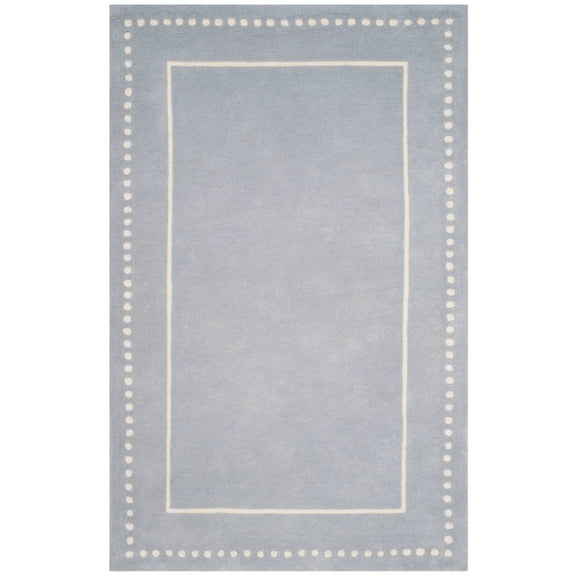 SAFAVIEH Bella Danita Bordered Wool Area Rug, Light Blue/Ivory, 5' x 8'