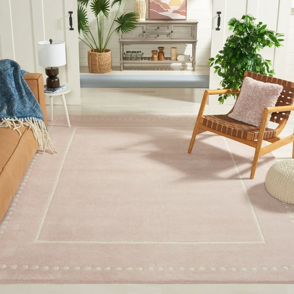 SAFAVIEH Bella Danita Bordered Wool Area Rug, Light Pink/Ivory, 11' x 15'