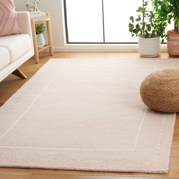 SAFAVIEH Bella Danita Bordered Wool Area Rug, Light Pink/Ivory, 6' x 9'