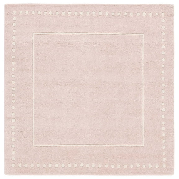 SAFAVIEH Bella Danita Bordered Wool Area Rug, Light Pink/Ivory, 7' x 7' Square