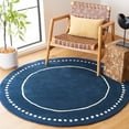 thumbnail image 1 of SAFAVIEH Bella Danita Bordered Wool Area Rug, Navy Blue/Ivory, 10' x 10' Round, 1 of 11