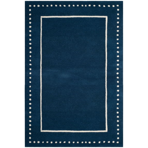 SAFAVIEH Bella Danita Bordered Wool Area Rug, Navy Blue/Ivory, 3' x 5'
