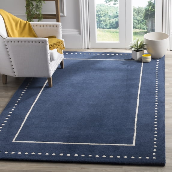 SAFAVIEH Bella Danita Bordered Wool Area Rug, Navy Blue/Ivory, 5' x 8'