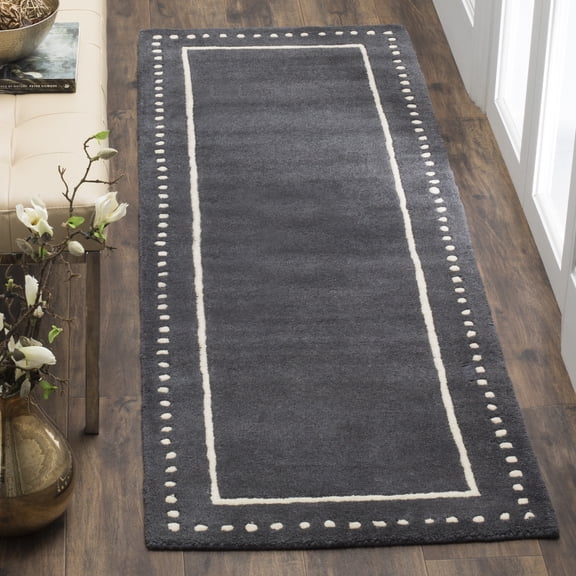 SAFAVIEH Bella Danita Bordered Wool Area Rug, Silver/Ivory, 2' x 3'