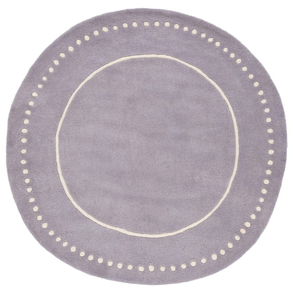 SAFAVIEH Bella Danita Bordered Wool Area Rug, Silver/Ivory, 7' x 7' Round